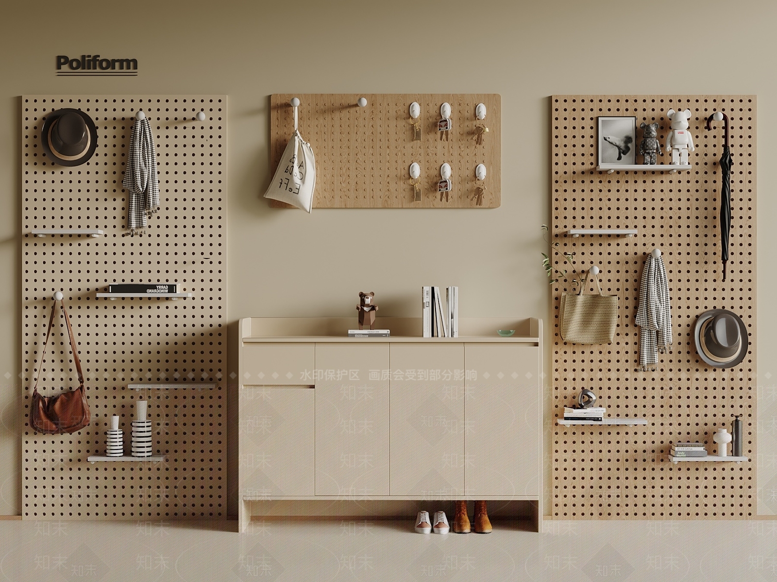 现代鞋柜3D模型下载【ID:1193342175】