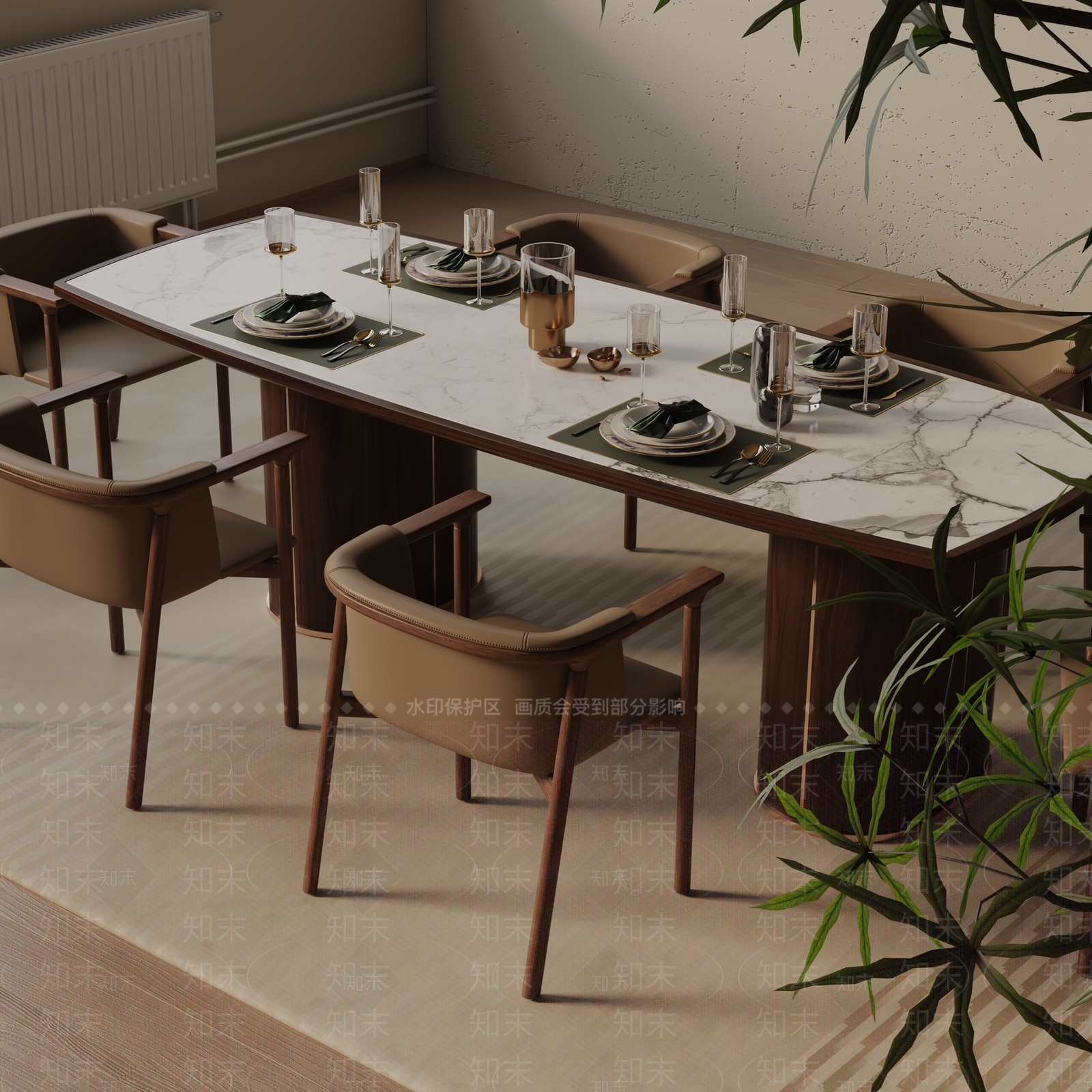 现代餐桌3D模型下载【ID:1193343380】