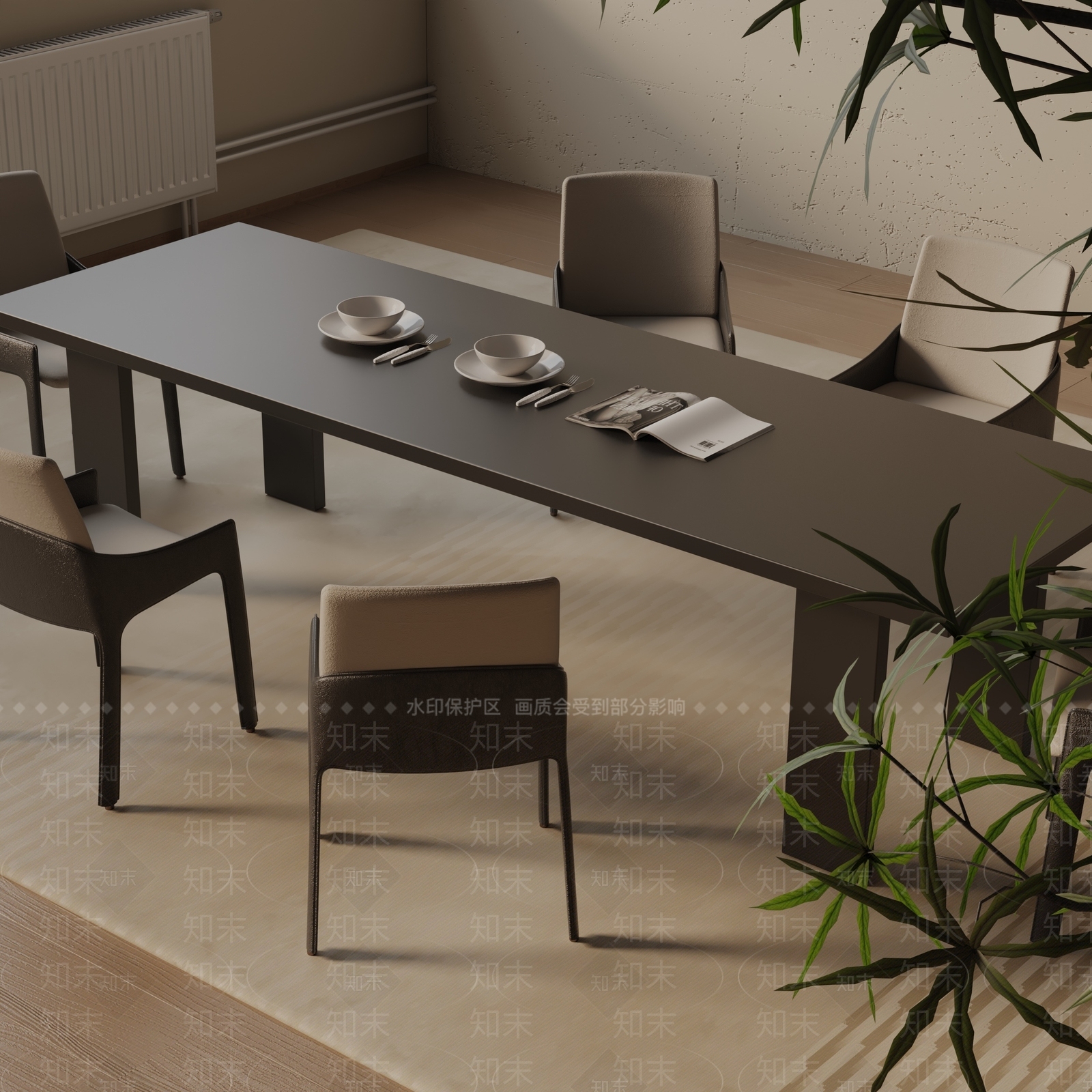 现代餐桌3D模型下载【ID:1193347951】