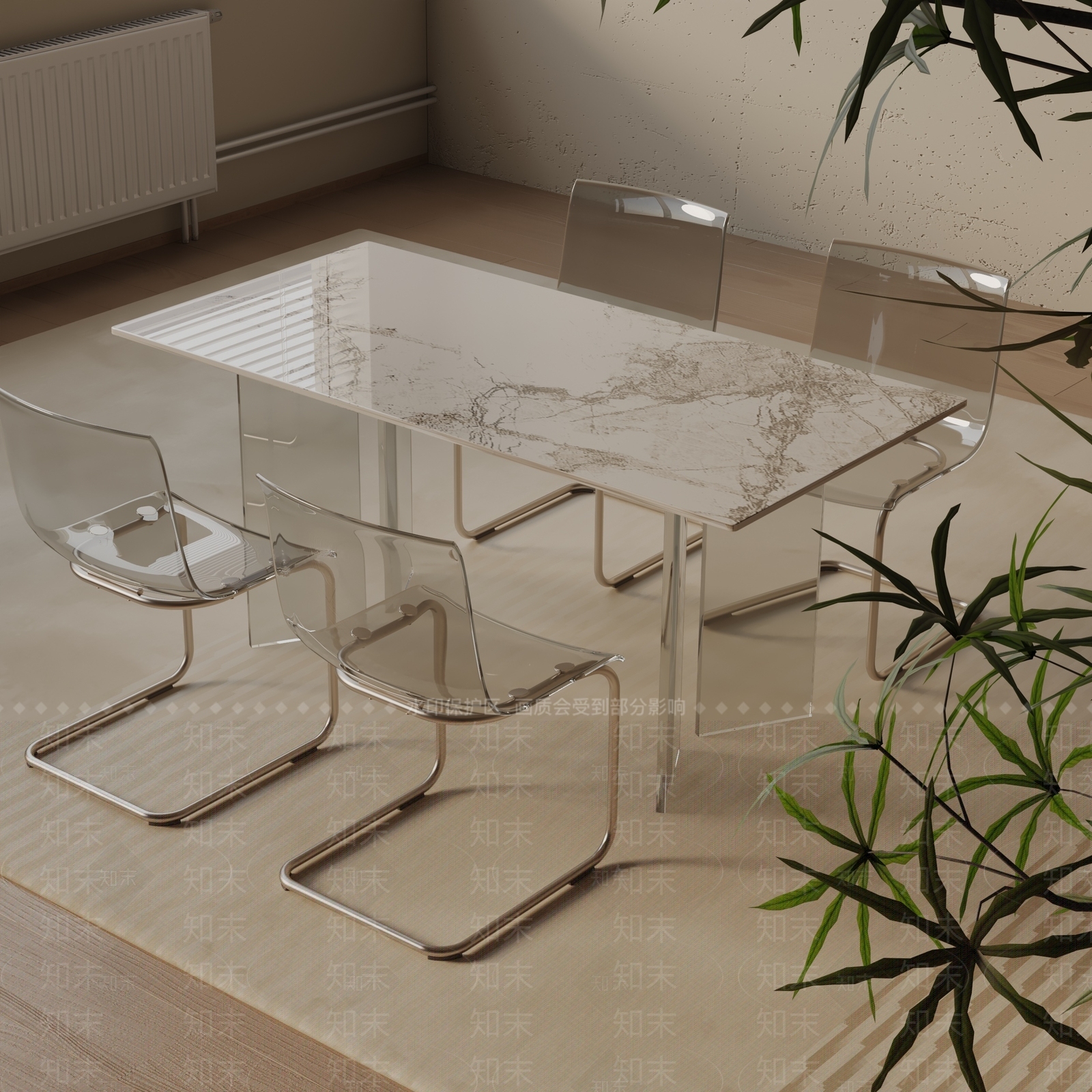 现代餐桌3D模型下载【ID:1193349415】