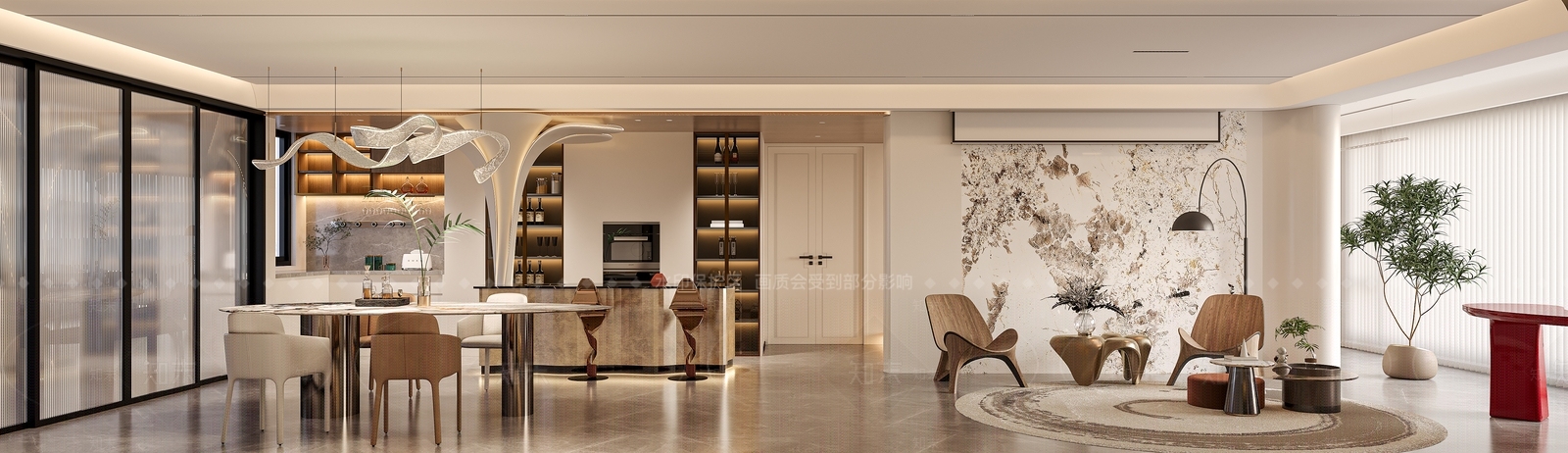 现代轻奢家居客厅3D模型下载【ID:1193354382】