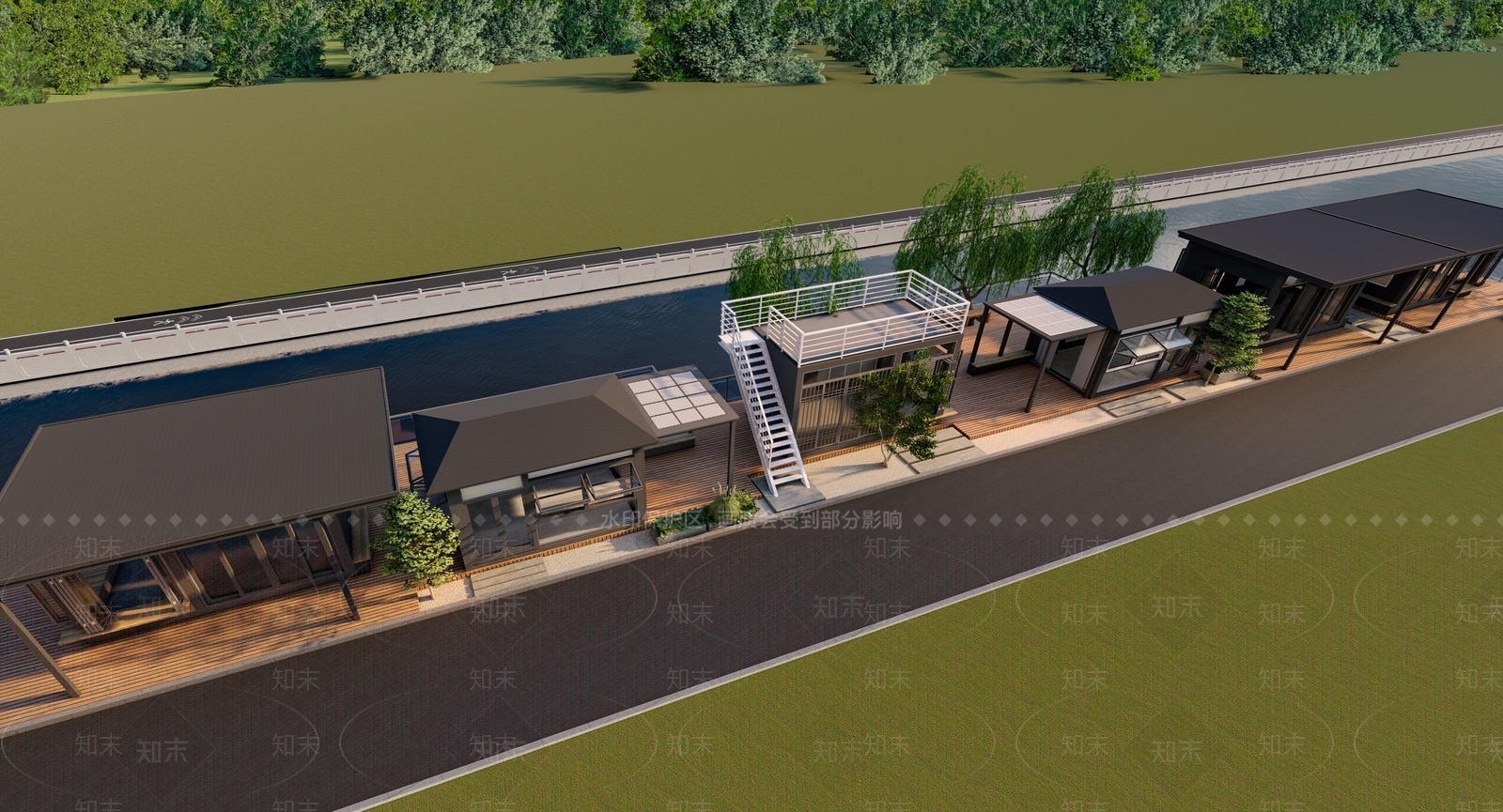现代工业滨水景观SU模型下载【ID:1193352262】