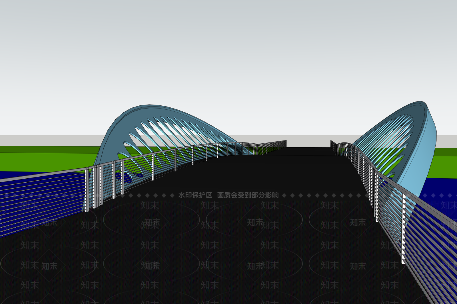 现代景观桥SU模型下载【ID:1193351592】