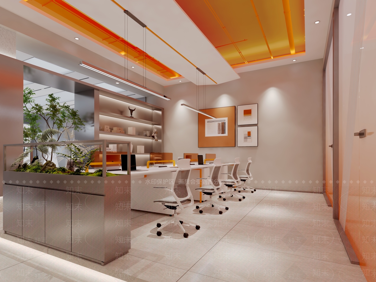 现代极简办公大厅3D模型下载【ID:1193351442】