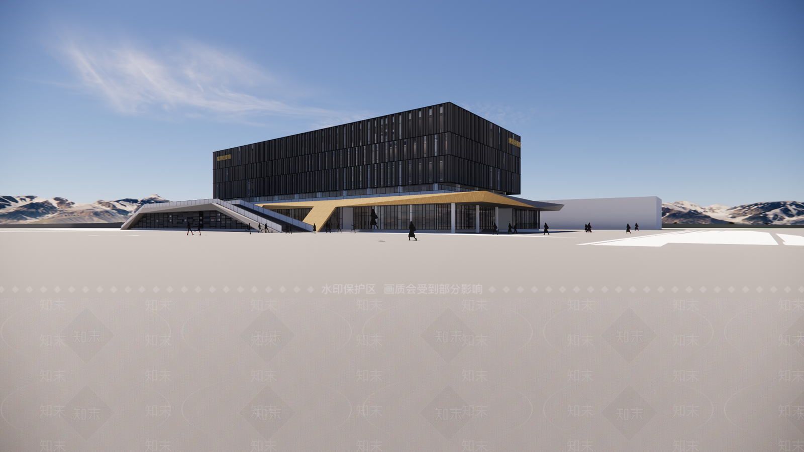 现代极简展览馆建筑SU模型下载【ID:1193353253】