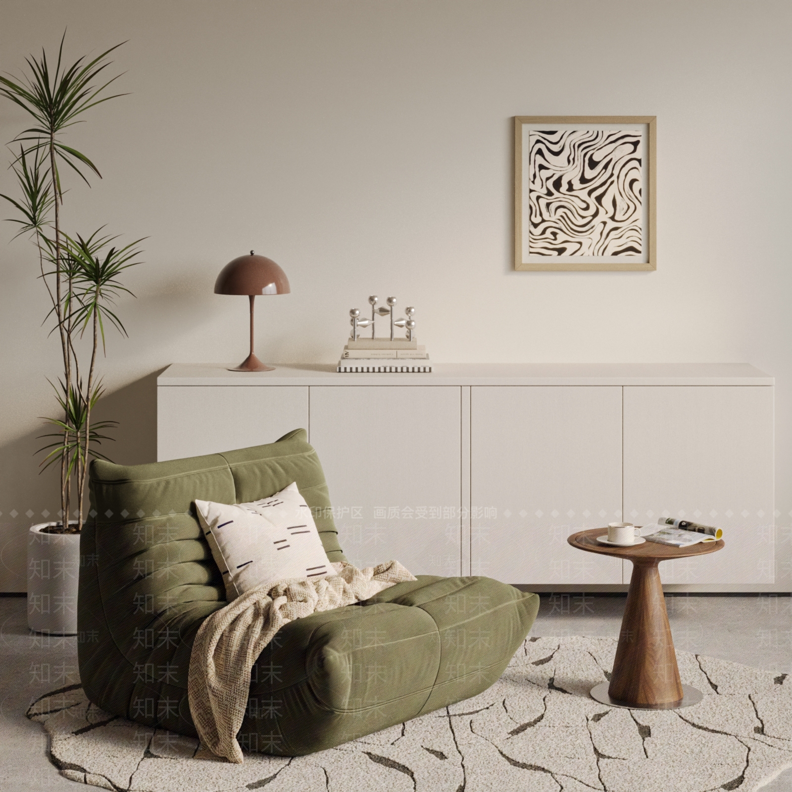 现代中古单人沙发SU模型下载【ID:1193354114】