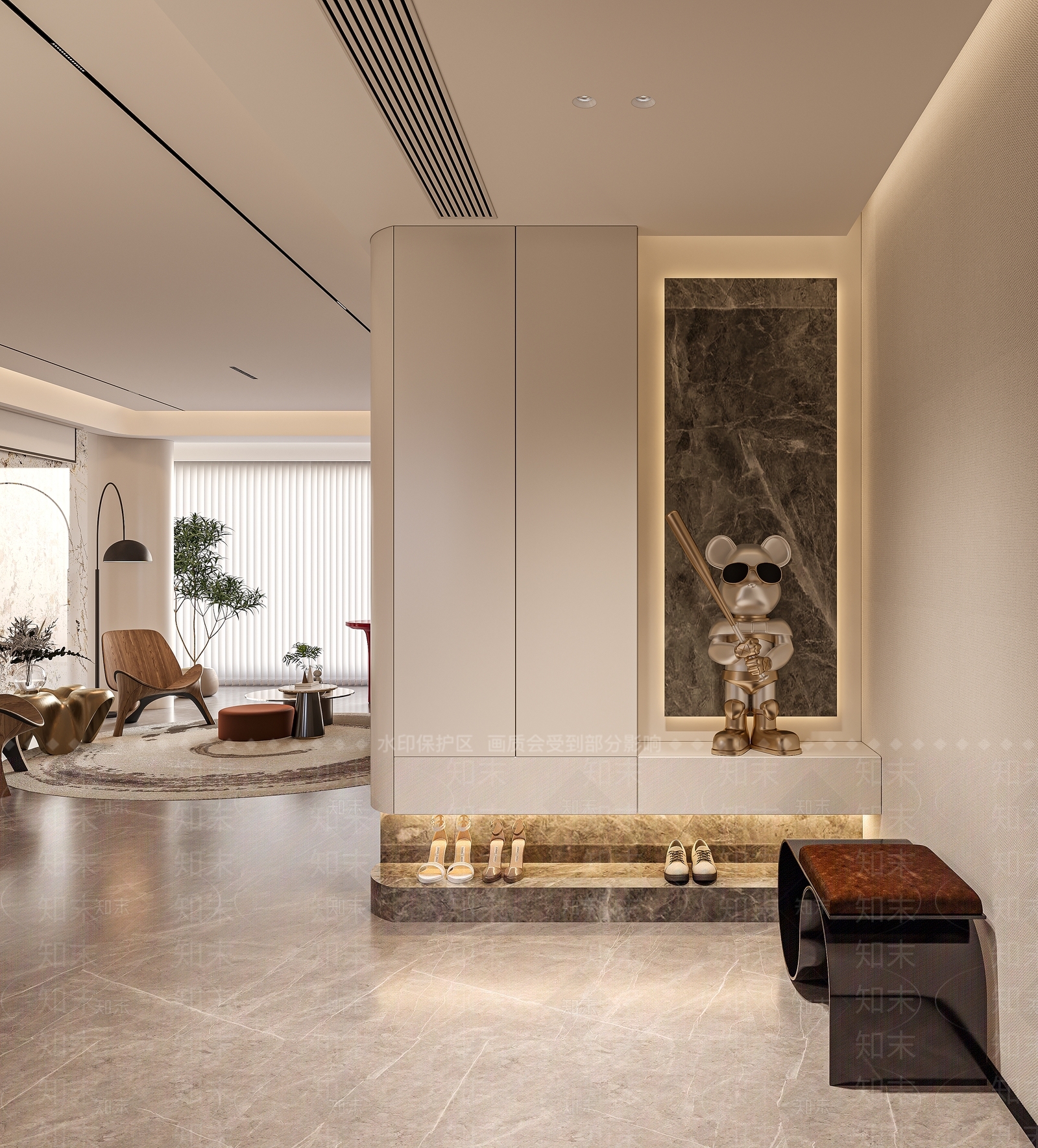 现代轻奢家居客厅3D模型下载【ID:1193354382】