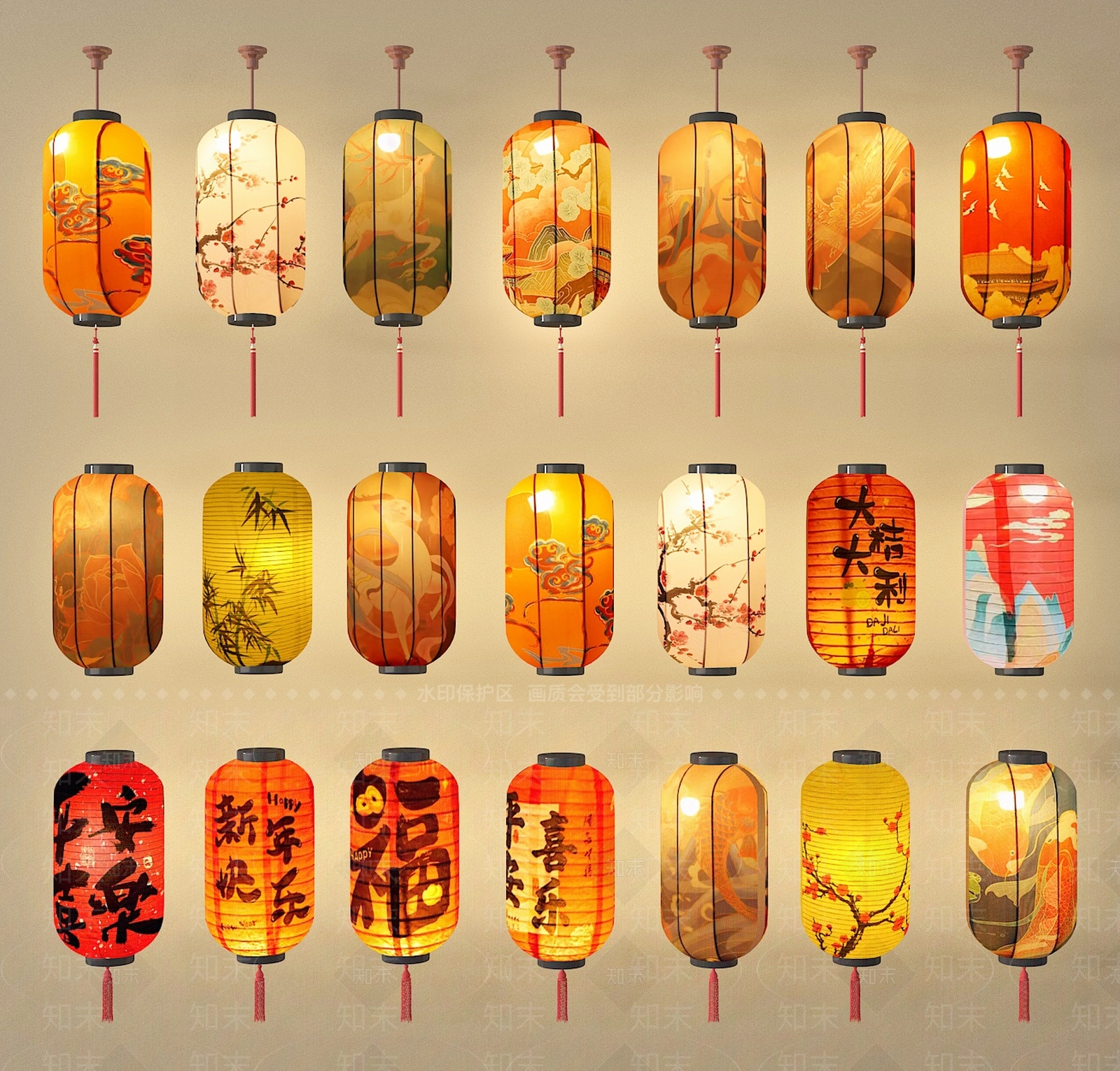 新中式灯笼SU模型下载【ID:1193354551】