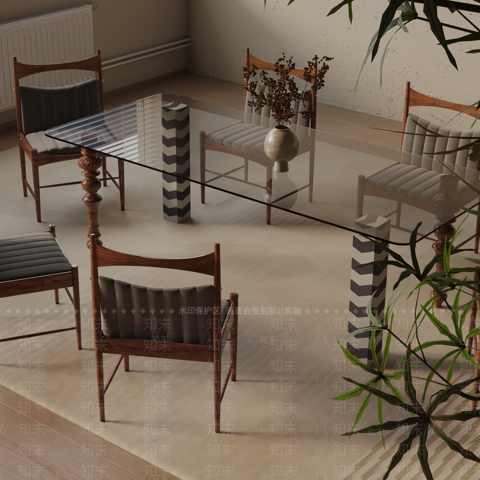 现代餐桌3D模型下载【ID:1193355841】