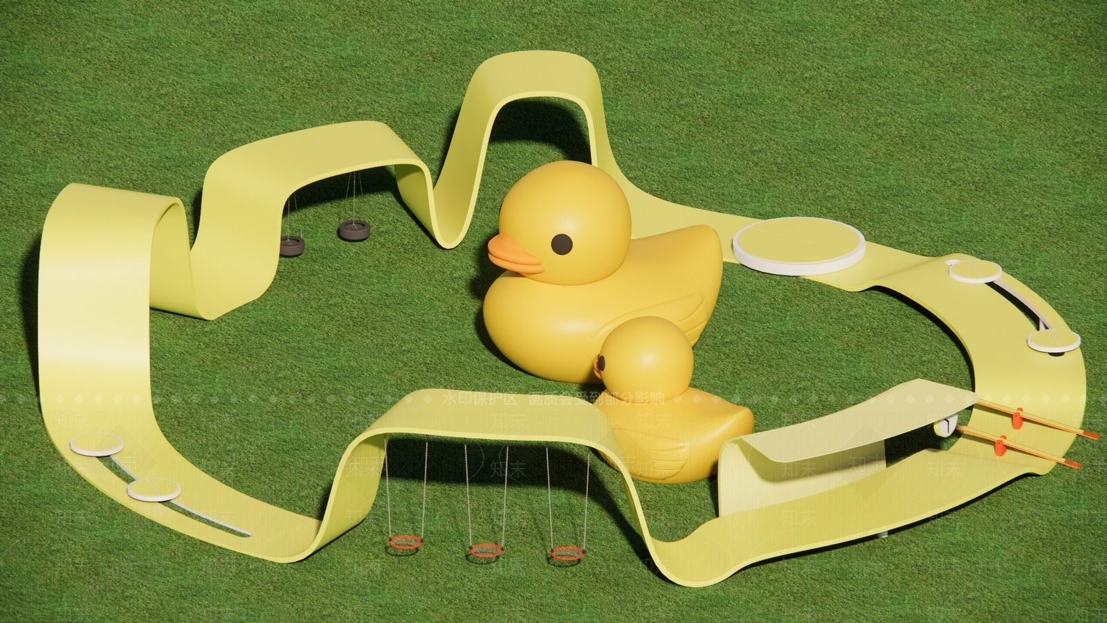 现代新中式儿童游乐区SU模型下载【ID:1193358913】