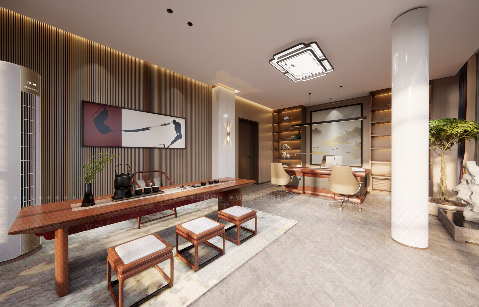 新中式办公室SU模型下载【ID:1193357621】