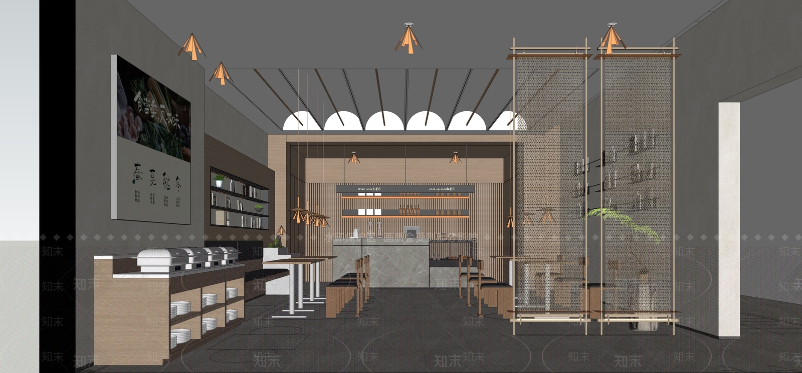 现代自助餐厅SU模型下载【ID:1193358875】