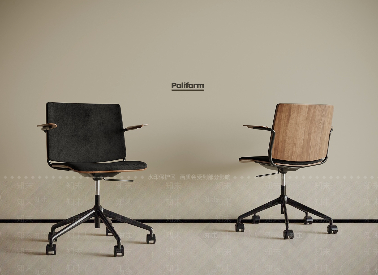 现代中古办公椅3D模型下载【ID:1193358623】