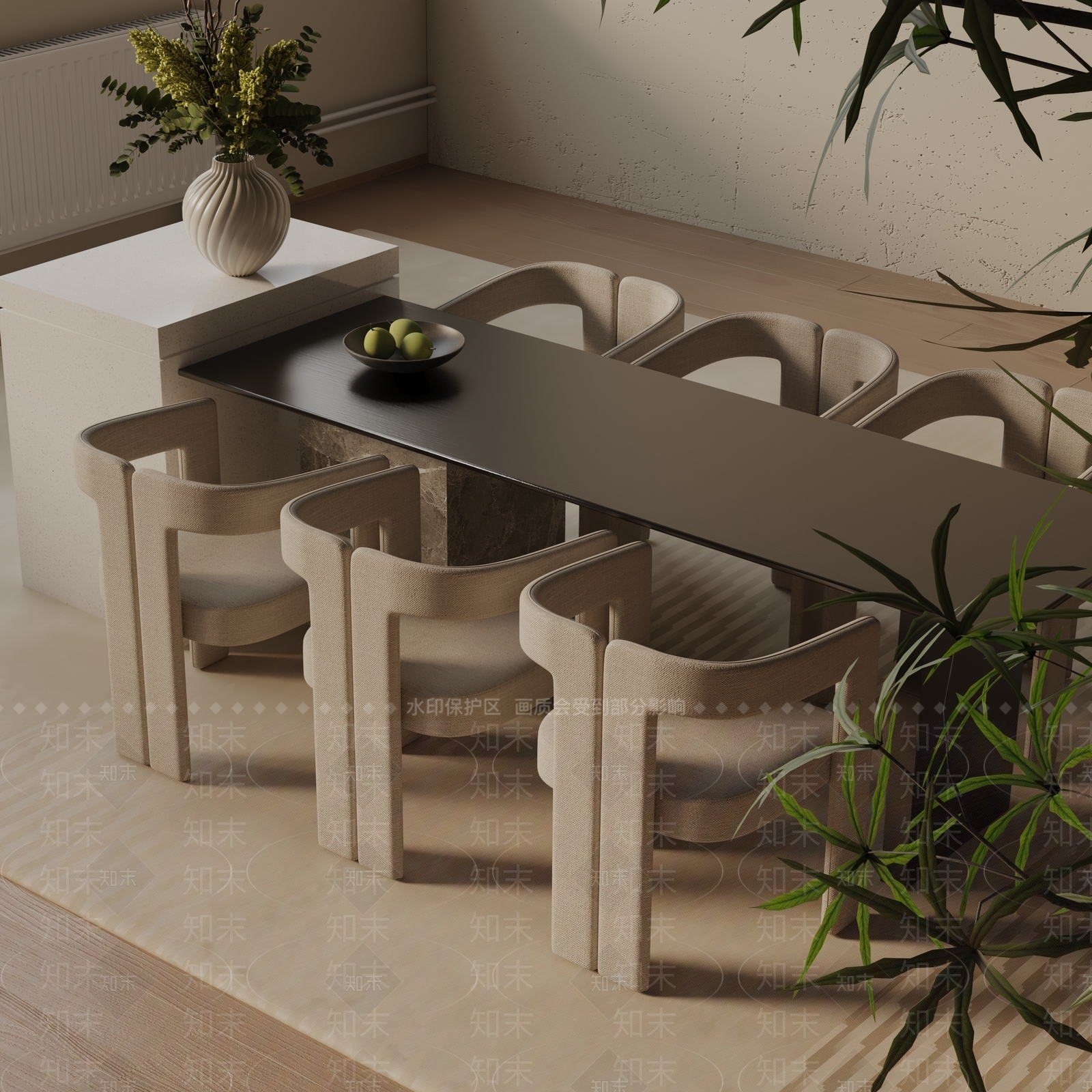 现代餐桌3D模型下载【ID:1193359168】
