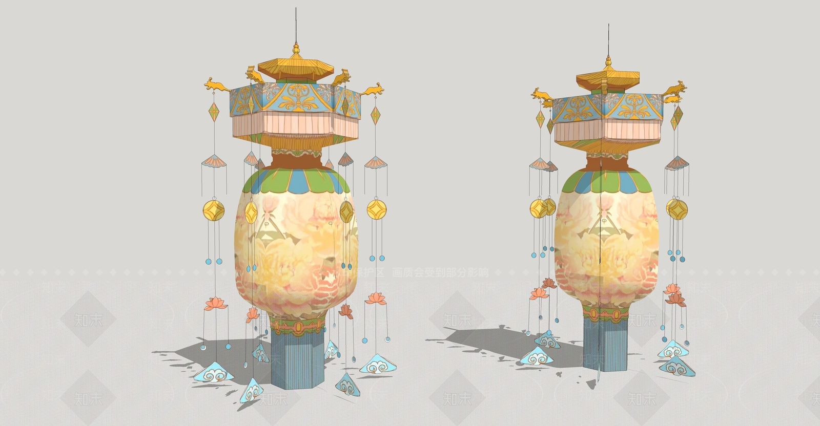 中式吊灯SU模型下载【ID:1193359798】