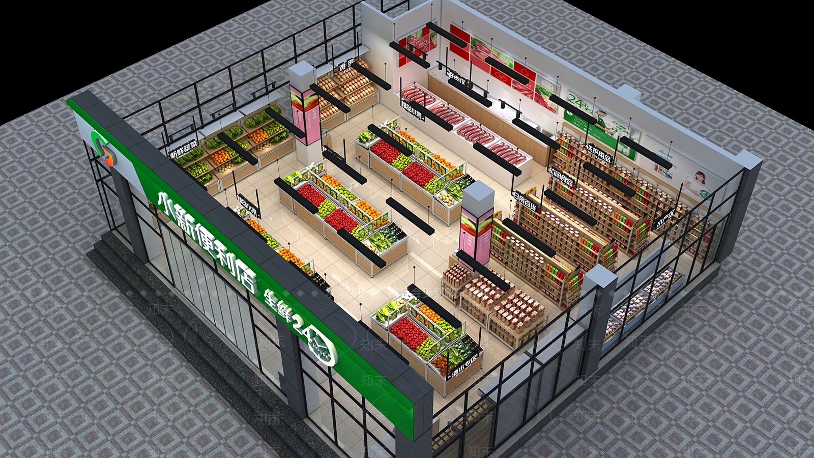 现代极简超市3D模型下载【ID:1193362907】