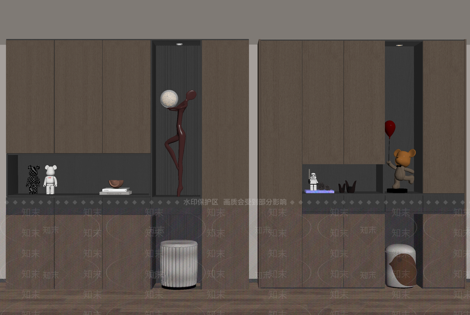 现代鞋柜SU模型下载【ID:1193366021】
