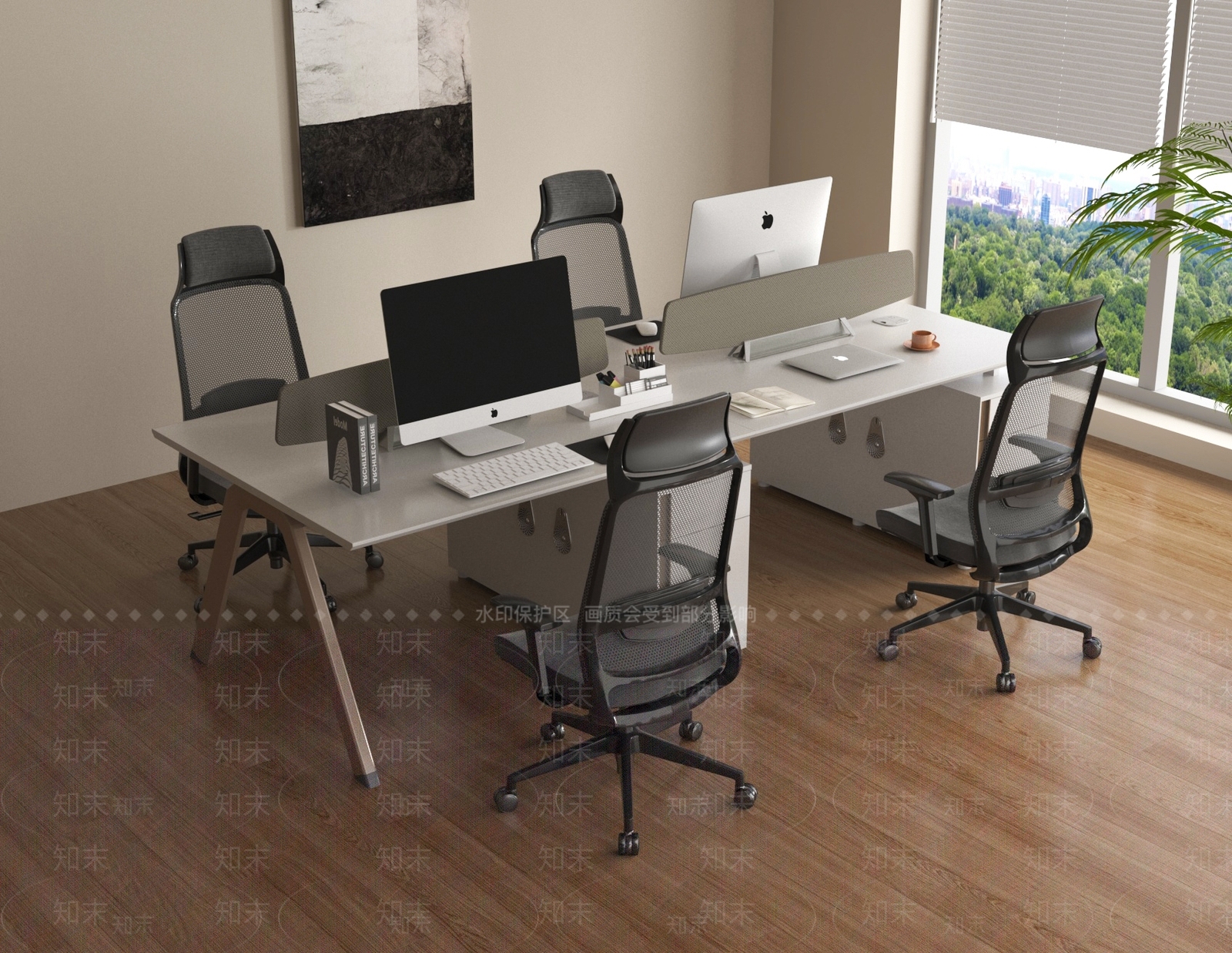 现代办公桌椅3D模型下载【ID:1193368574】