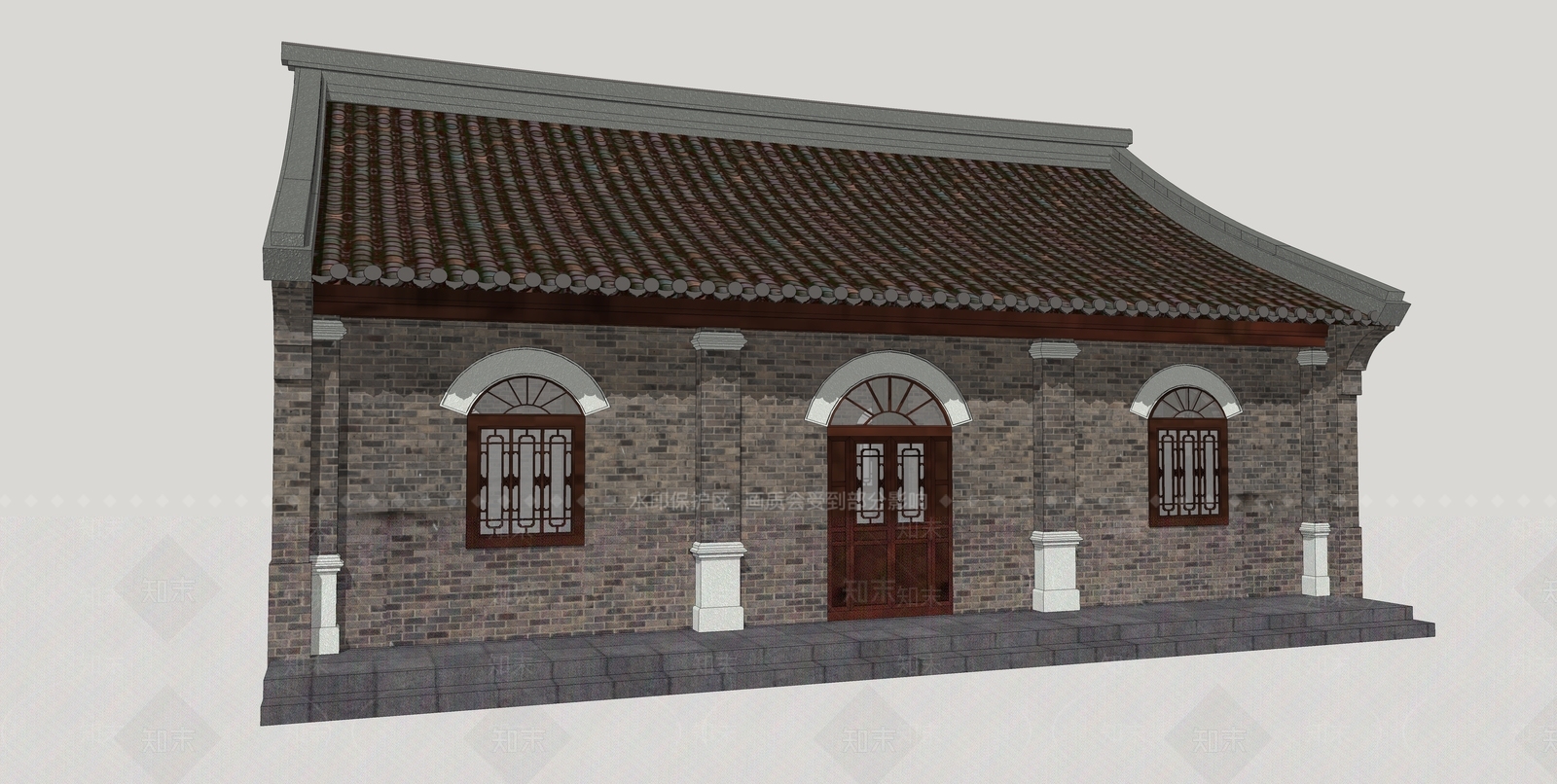 中式古建筑SU模型下载【ID:1193374215】