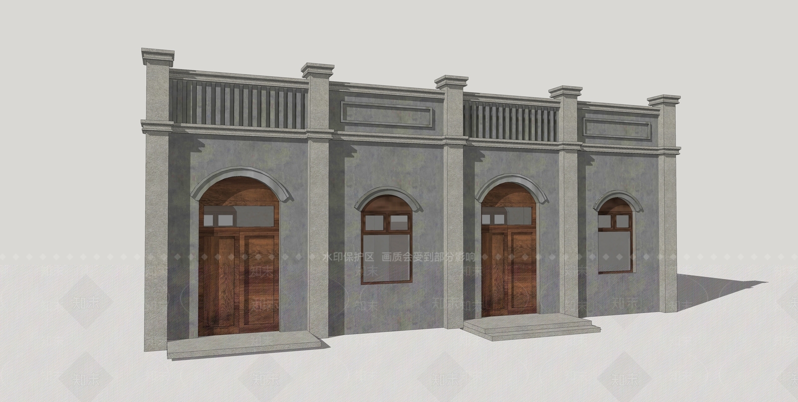 中式古建筑SU模型下载【ID:1193375576】