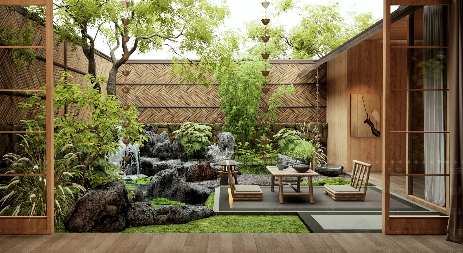 日式中式庭院3D模型下载【ID:1193376629】