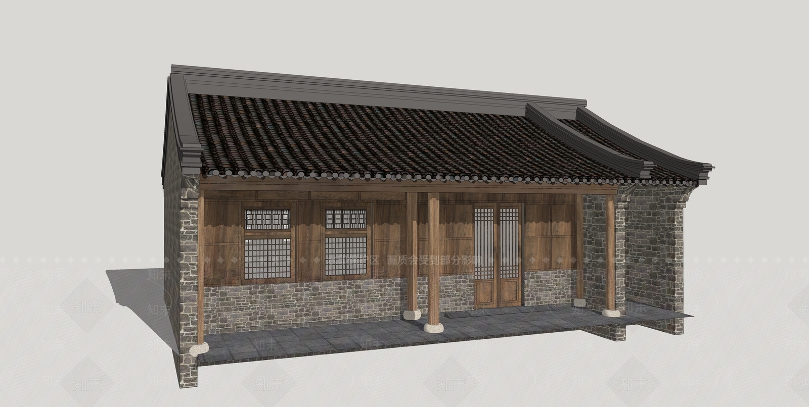 中式古建筑SU模型下载【ID:1193377123】