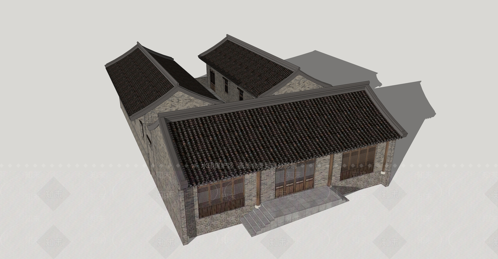 中式古建筑SU模型下载【ID:1193378796】