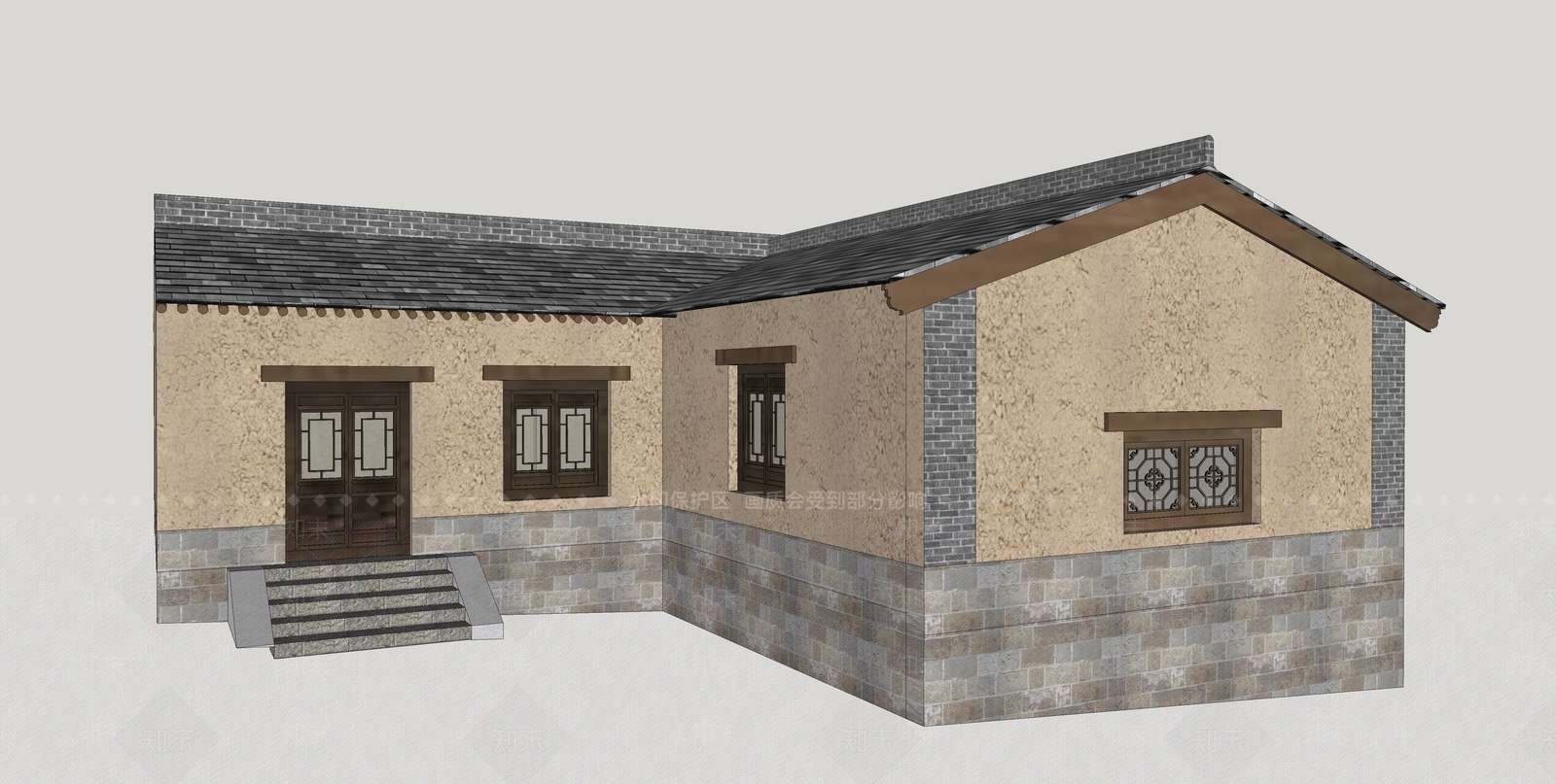 中式古建筑SU模型下载【ID:1193380097】