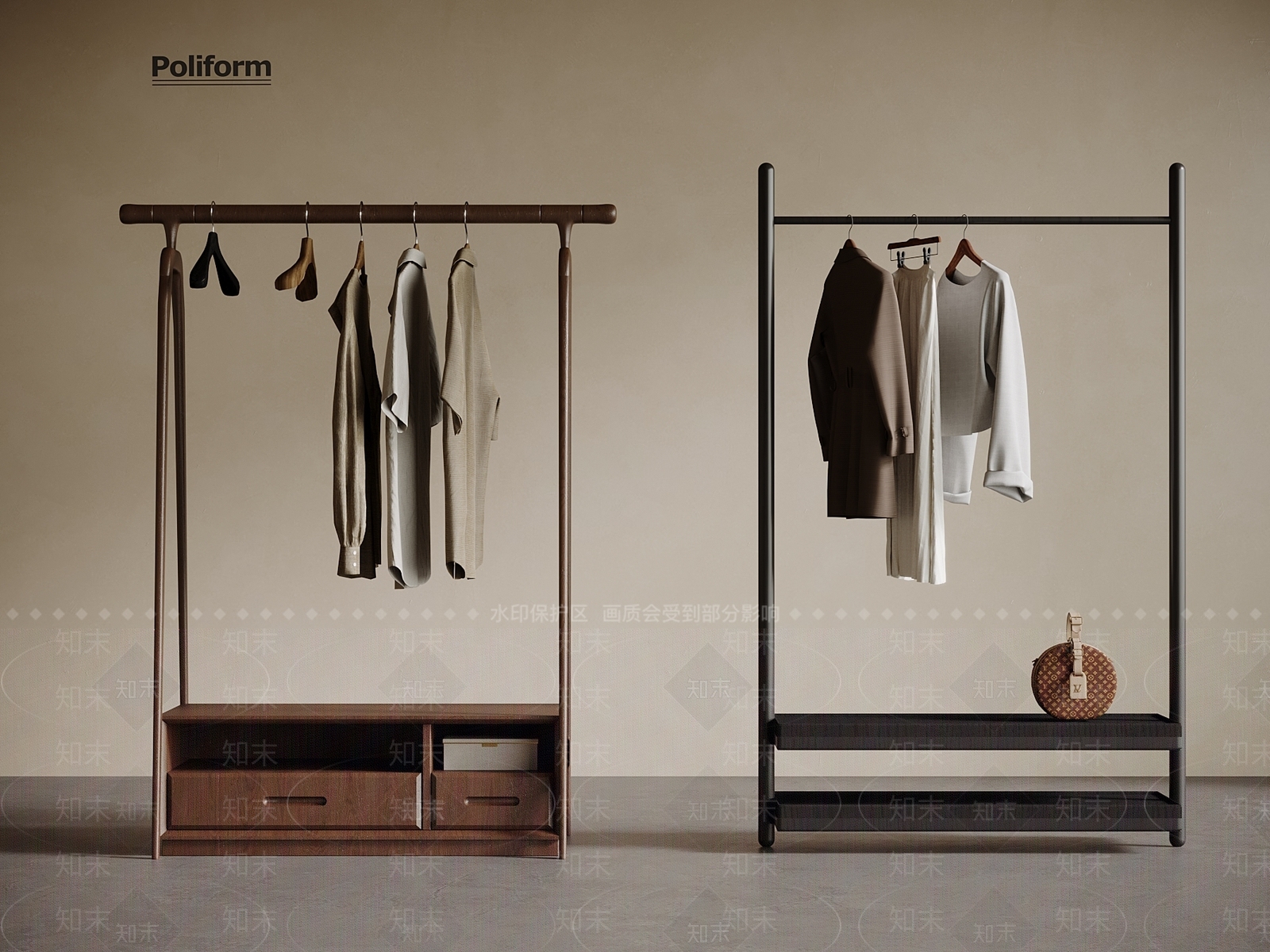 新中式衣架3D模型下载【ID:1193380215】