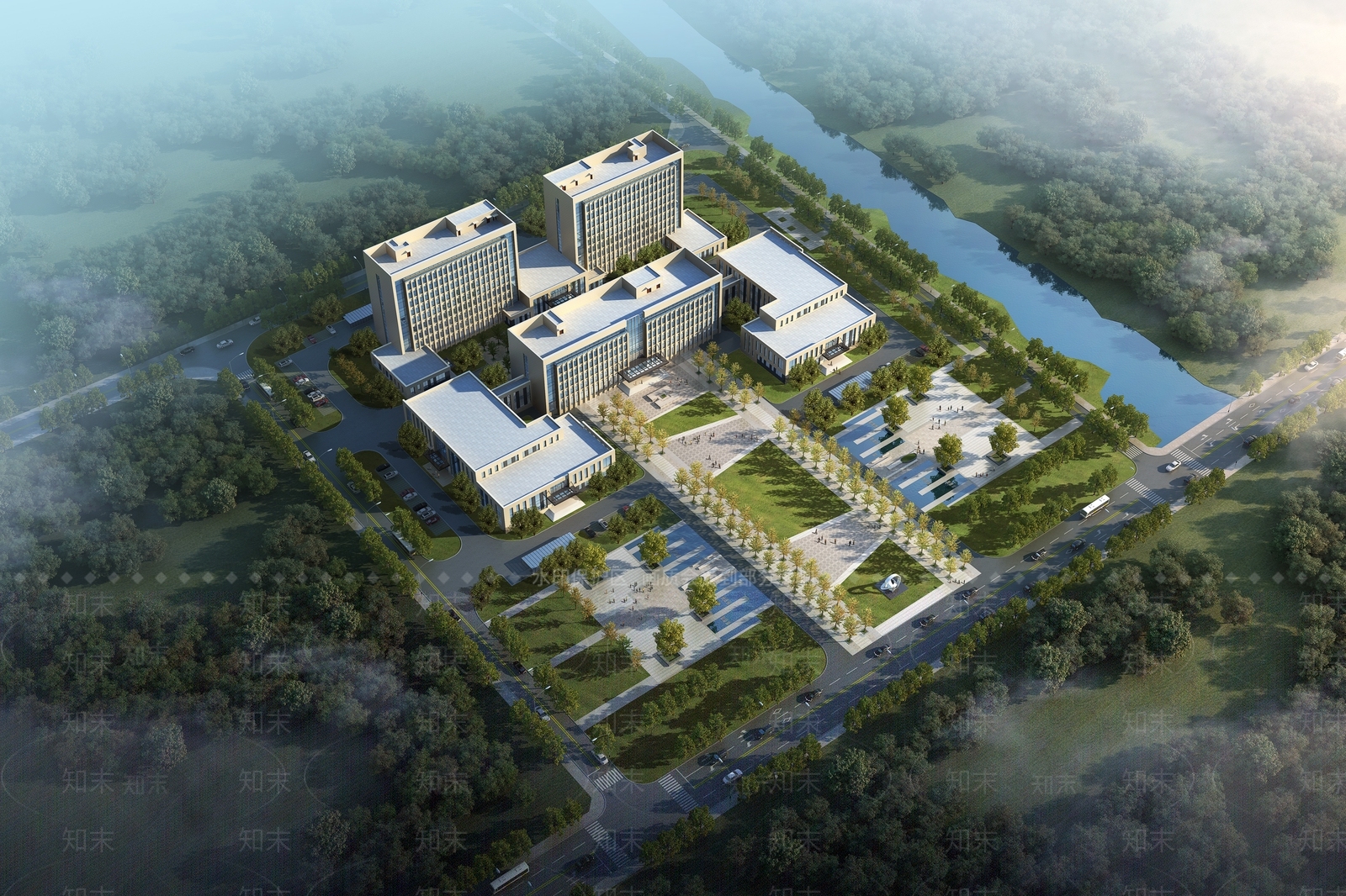 现代鸟瞰规划3D模型下载【ID:1193383882】