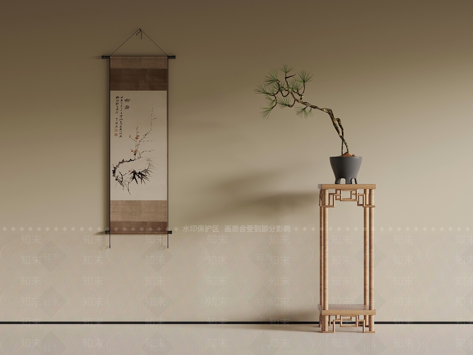 新中式花架3D模型下载【ID:1193385837】