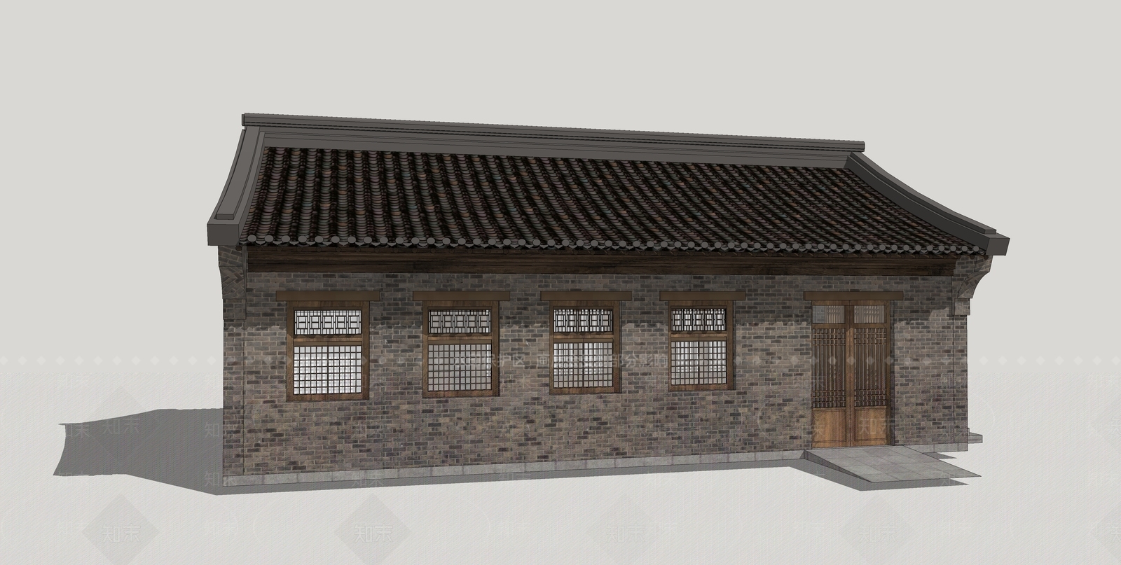 中式古建筑SU模型下载【ID:1193387532】