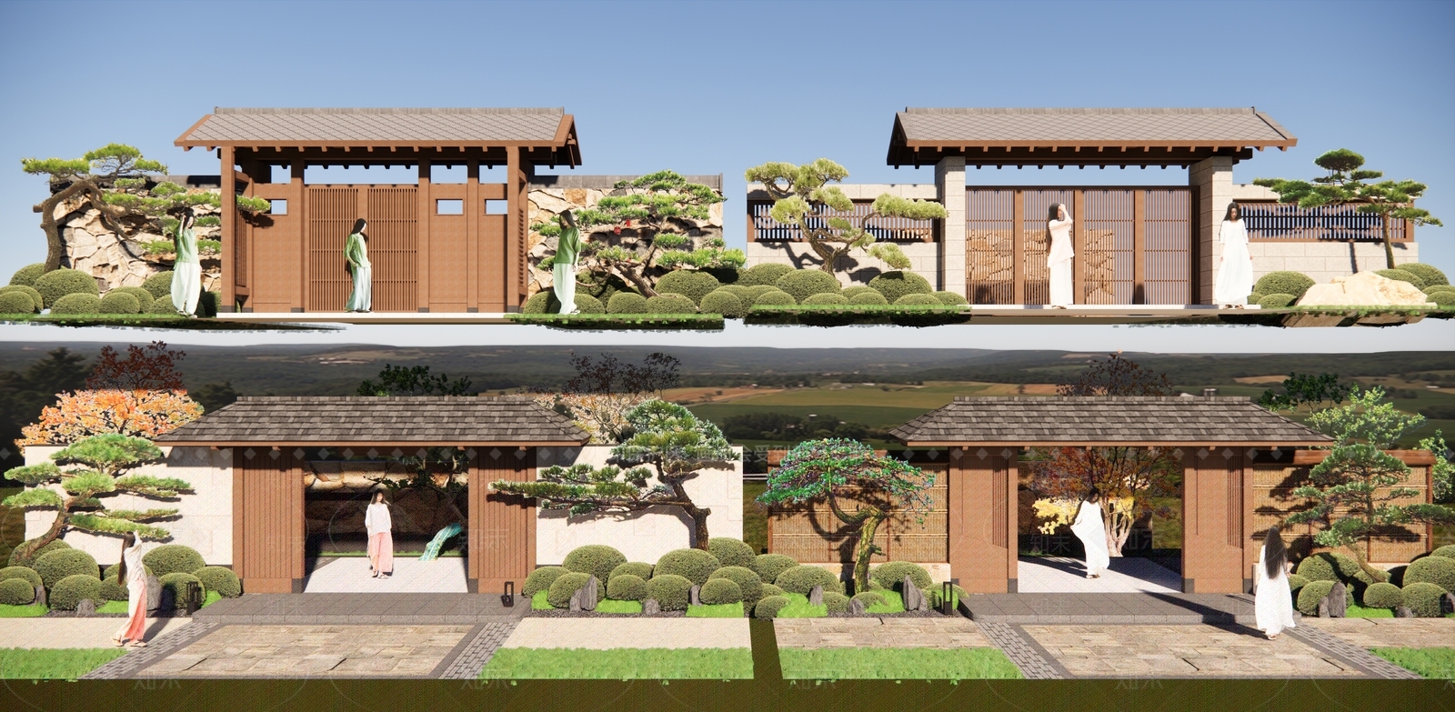 日式庭院门SU模型下载【ID:1193389776】
