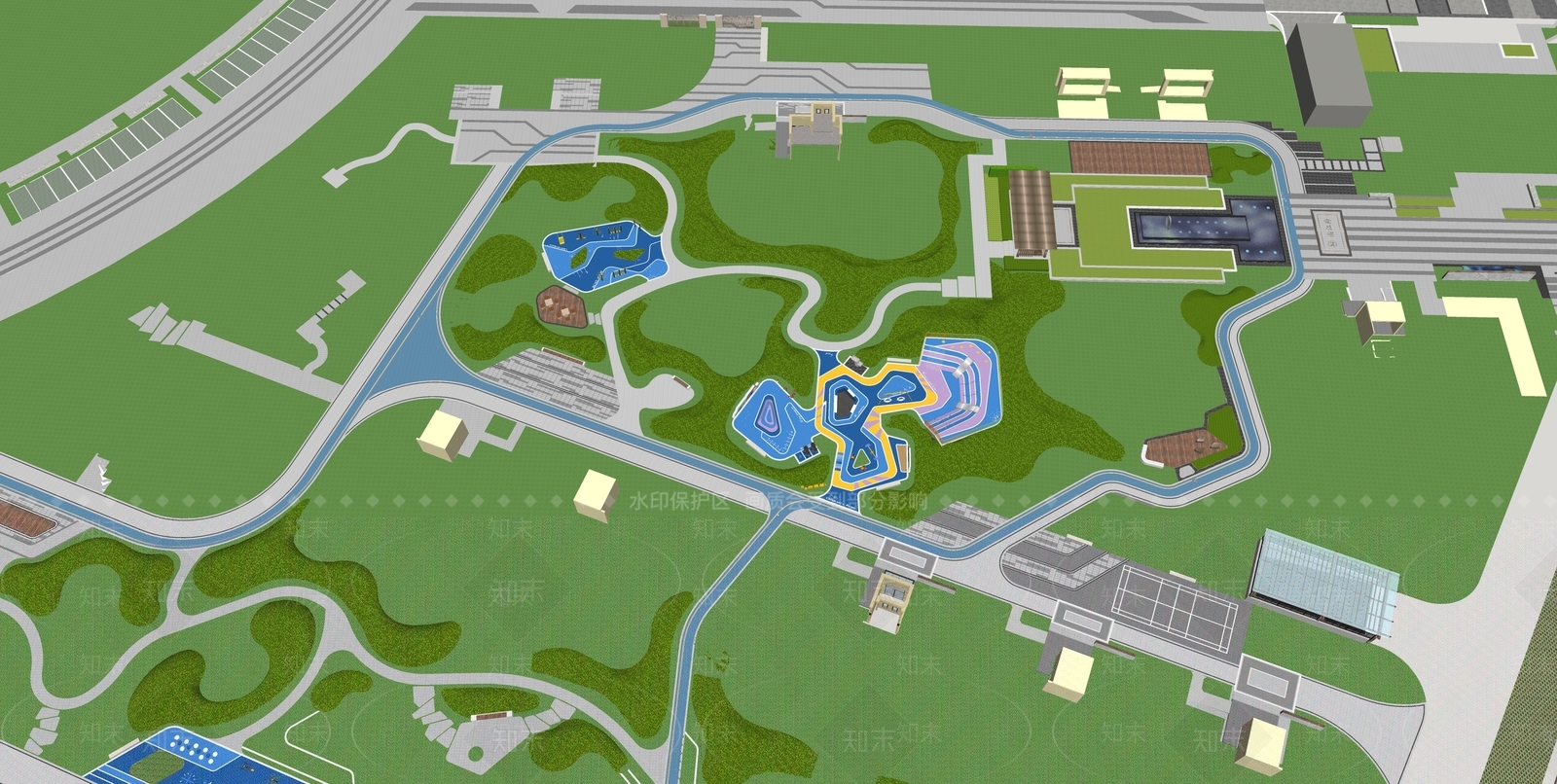 现代简约小区景观SU模型下载【ID:1193390360】