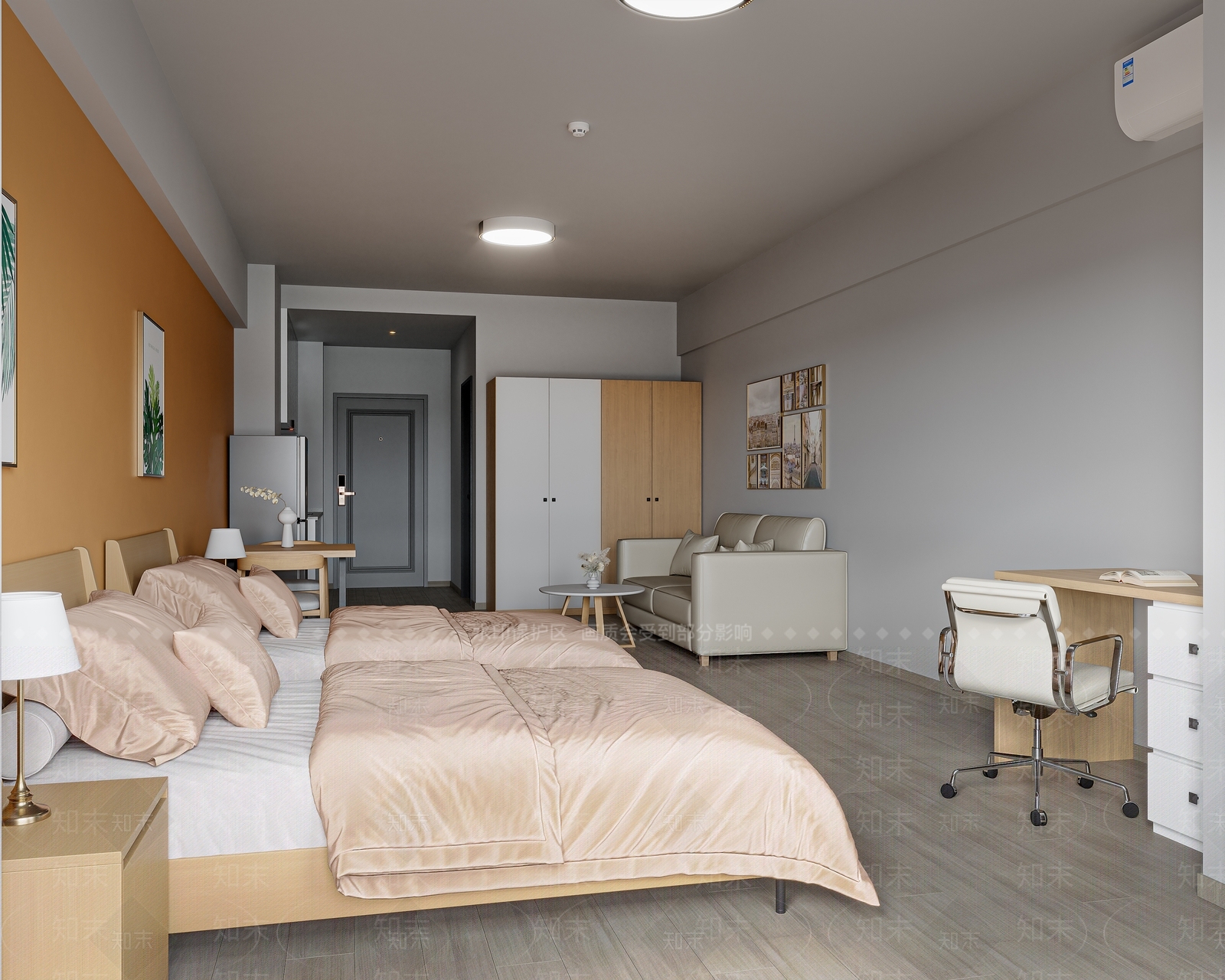现代简约酒店客房3D模型下载【ID:1193390459】