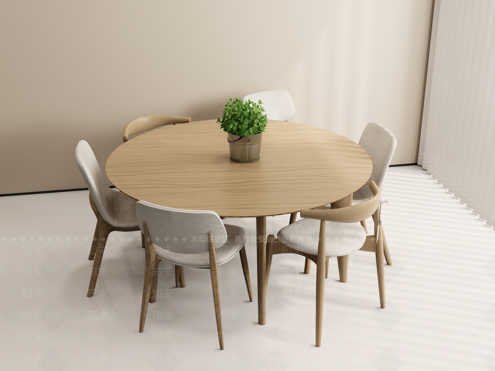 现代原木餐桌3D模型下载【ID:1193393449】