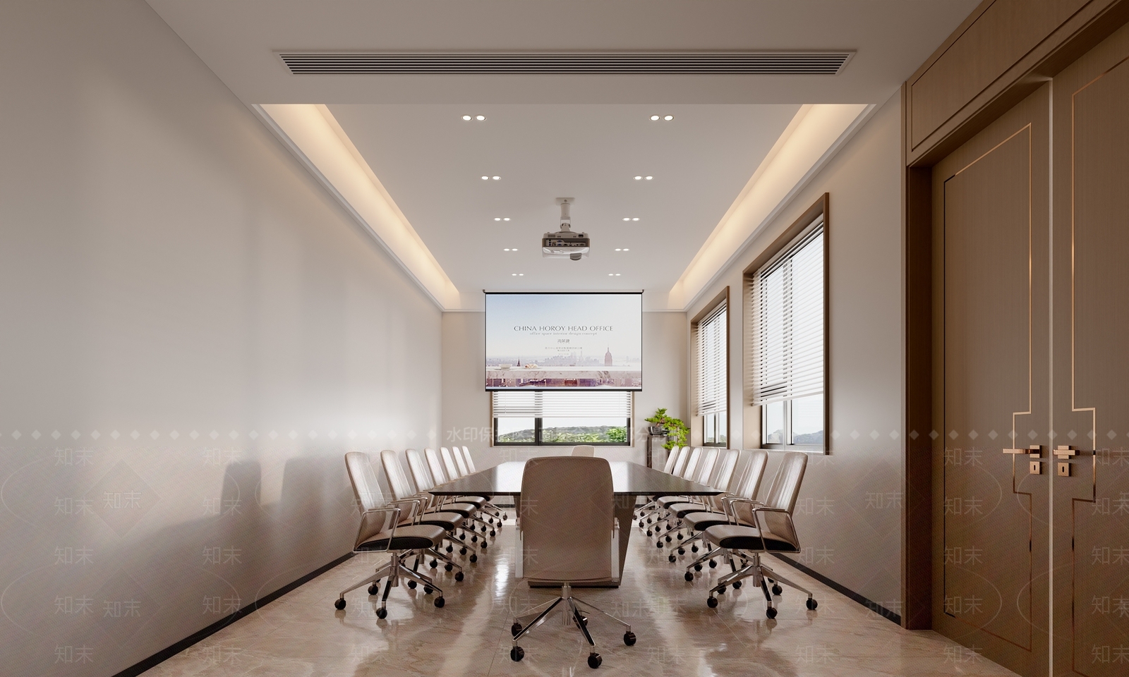 现代新中式办公大厅3D模型下载【ID:1193393828】