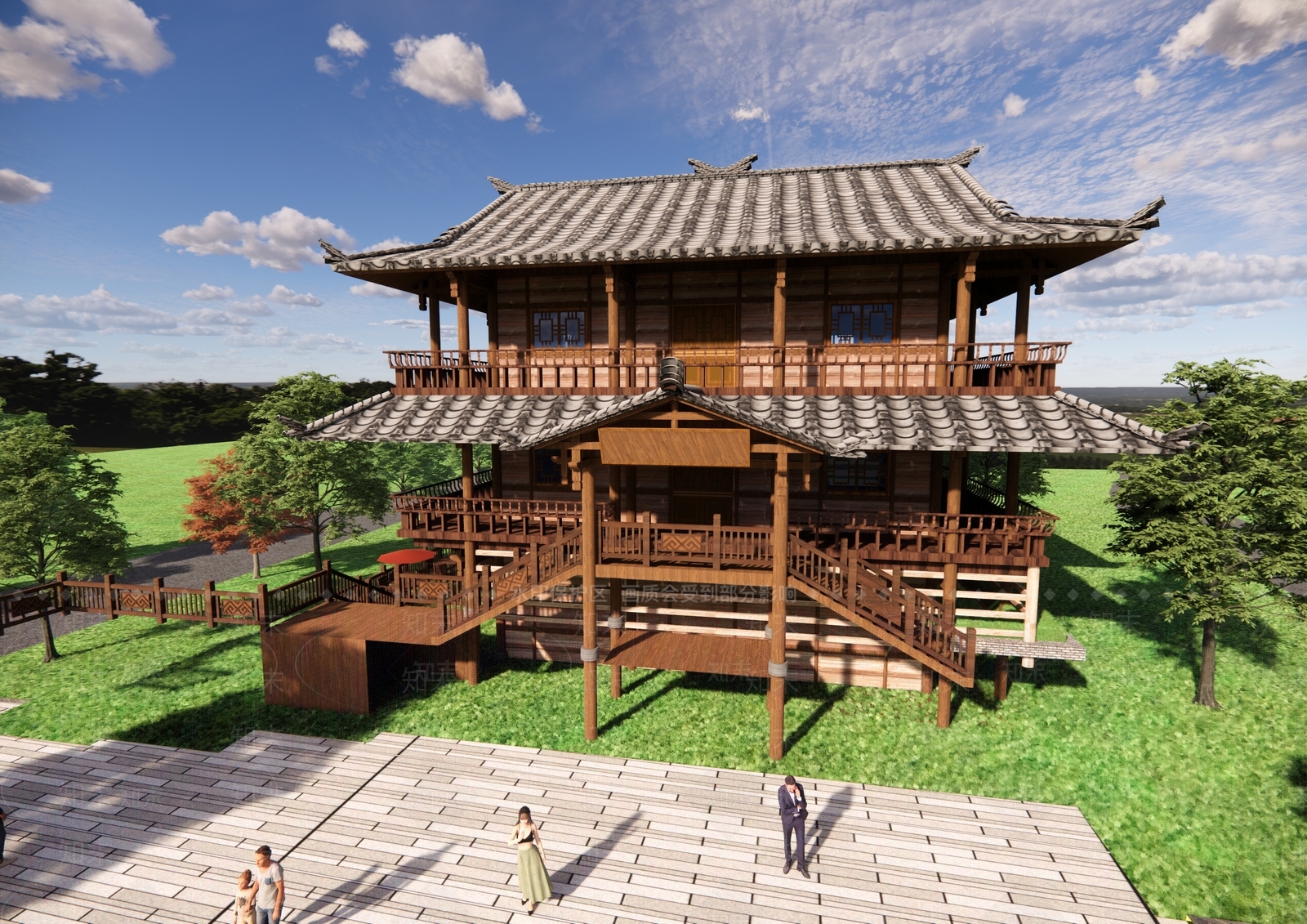 中古复古古建筑SU模型下载【ID:1193395932】