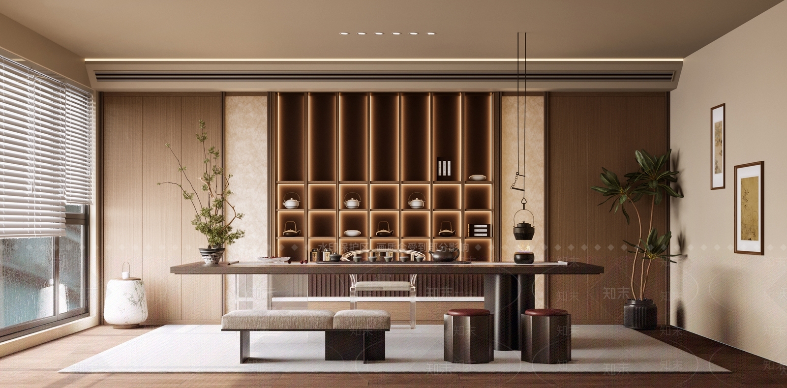 新中式中式茶室3D模型下载【ID:1193397048】