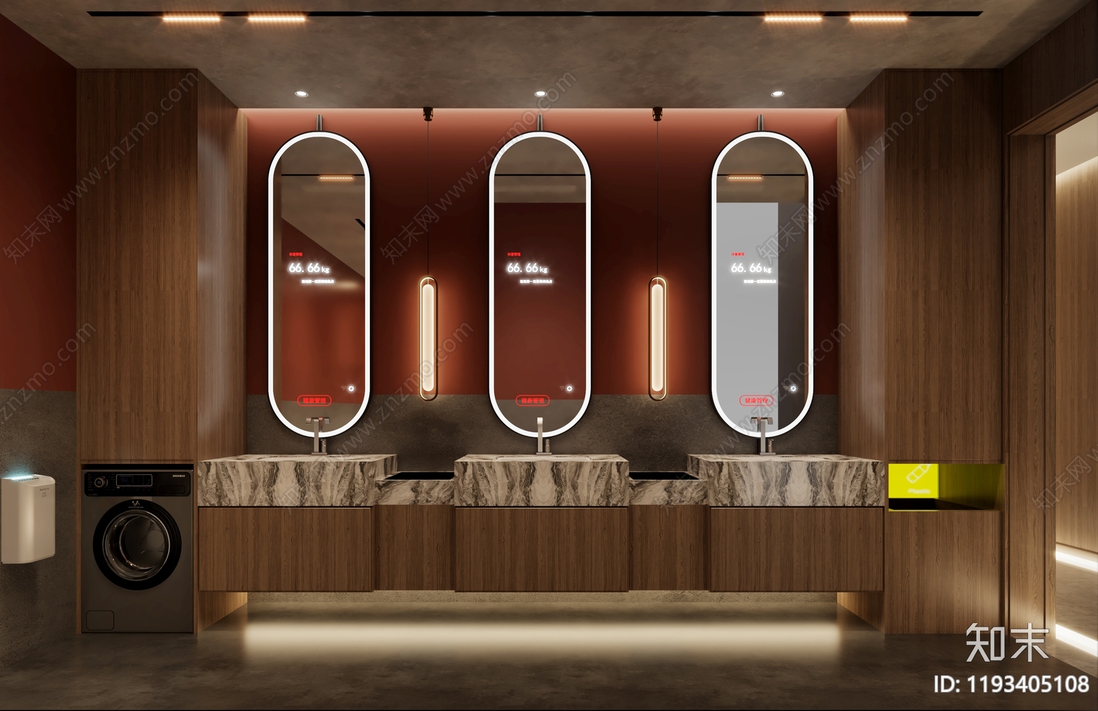 现代轻奢公共卫生间3D模型下载【ID:1193405108】
