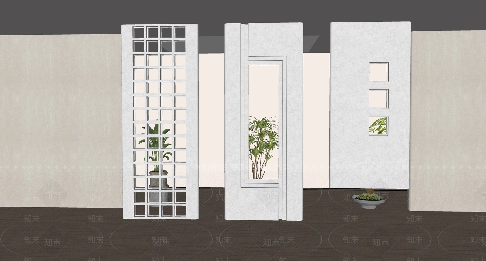现代侘寂隔断SU模型下载【ID:1193405898】