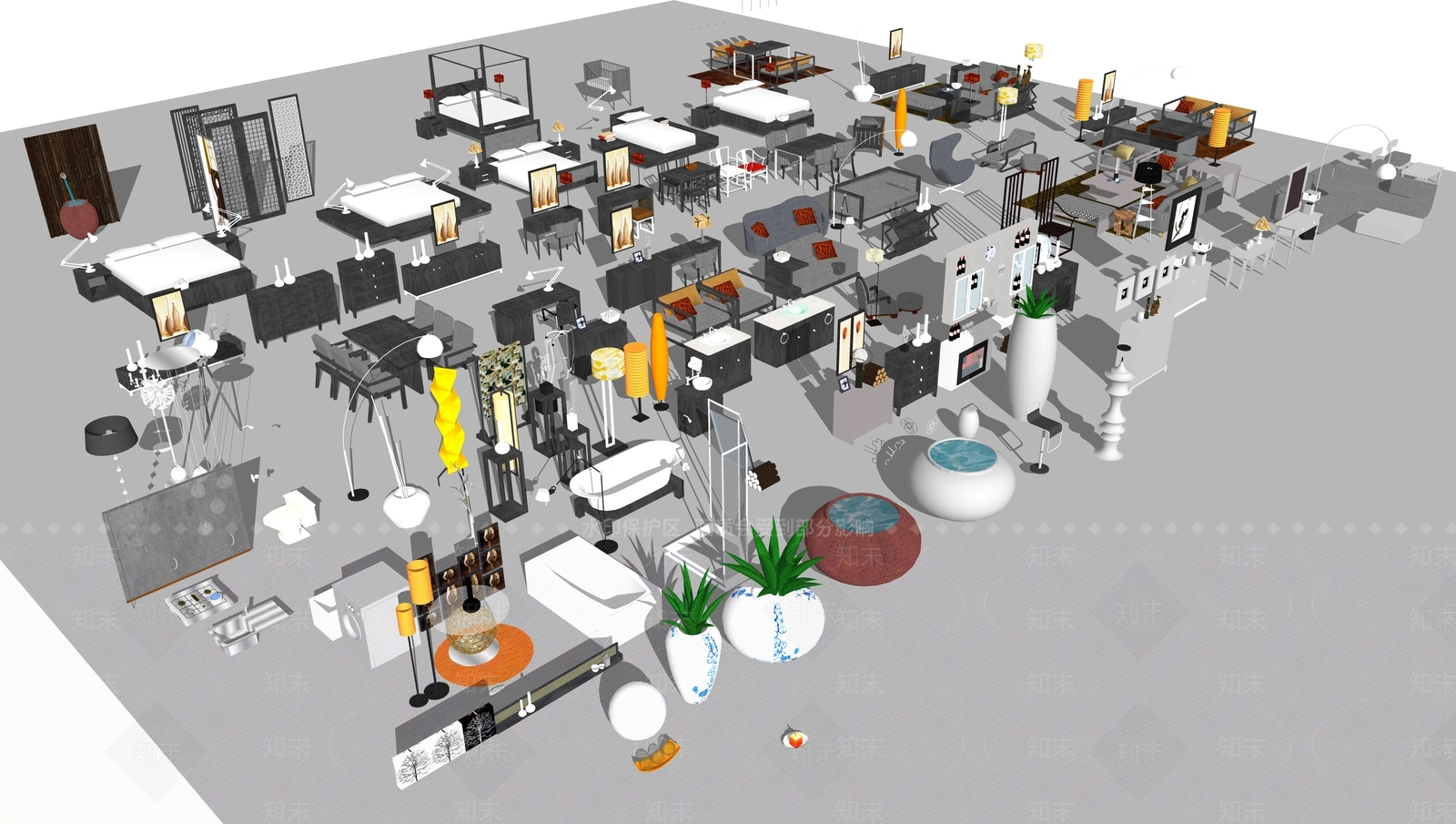 现代原木家具展厅SU模型下载【ID:1193406909】