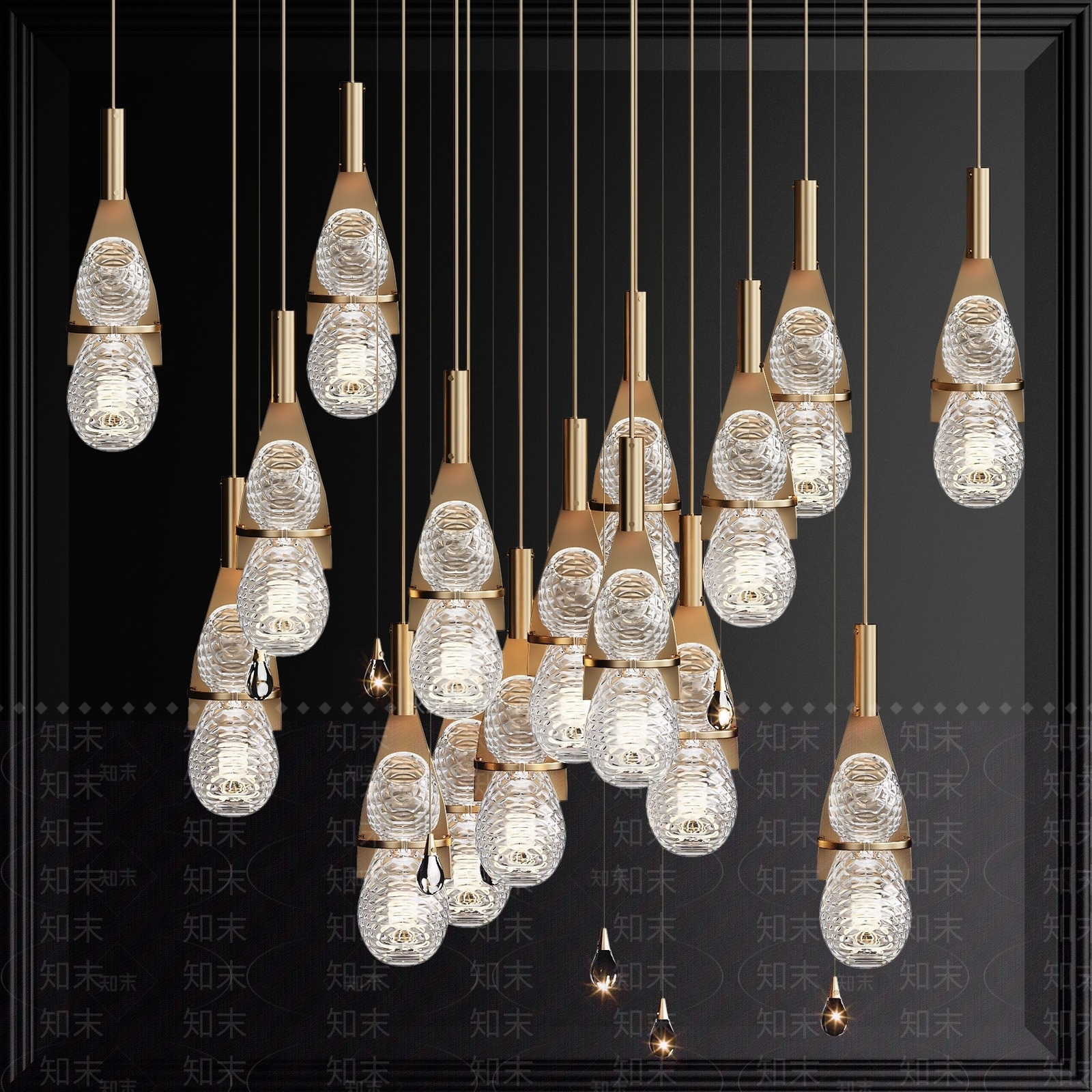 现代玻璃葫芦吊灯3D模型下载【ID:1193409958】