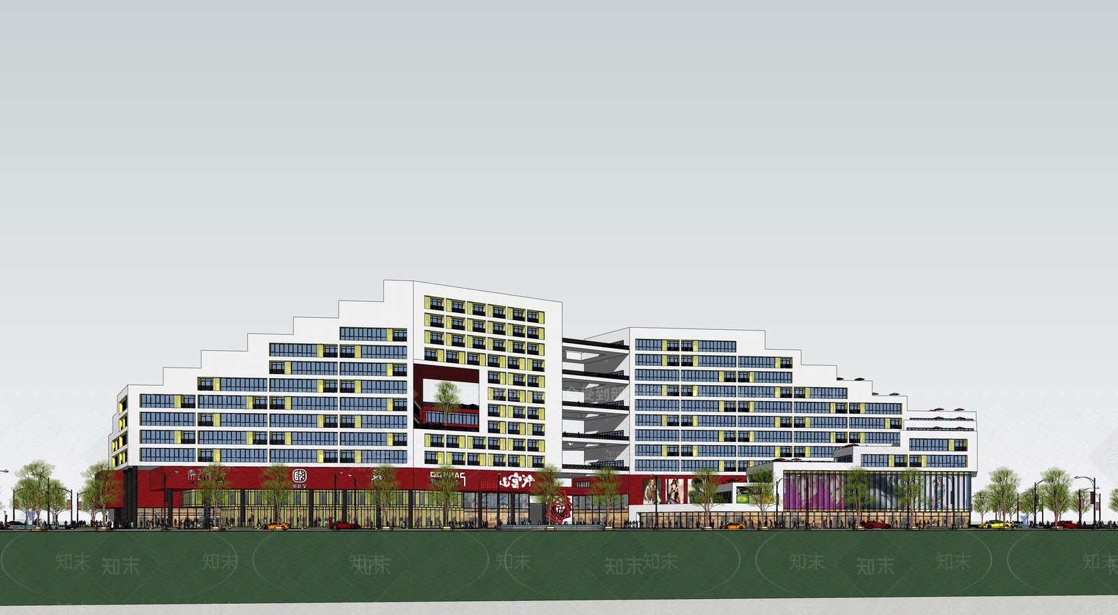 现代商场建筑SU模型下载【ID:1193413665】
