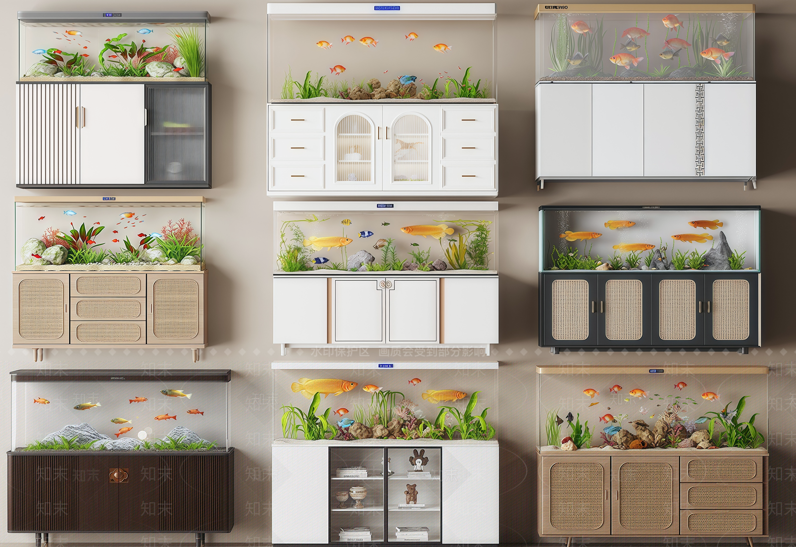 法式鱼缸3D模型下载【ID:1193415561】