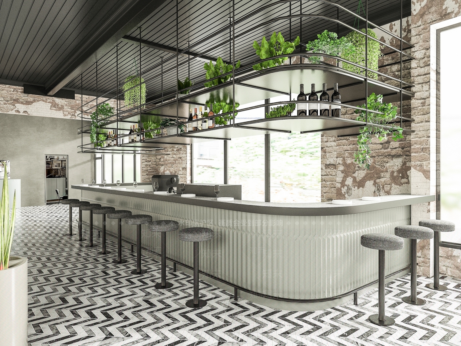 北欧餐厅水吧台3D模型下载【ID:1193415673】