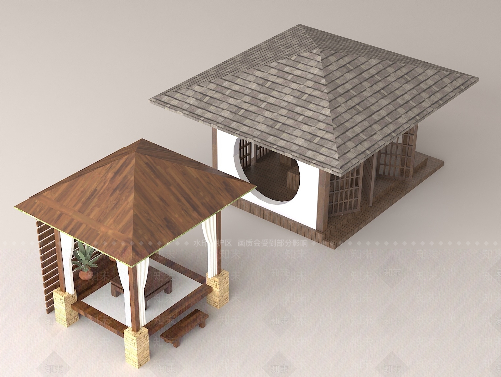 现代中式亭子3D模型下载【ID:1193417411】