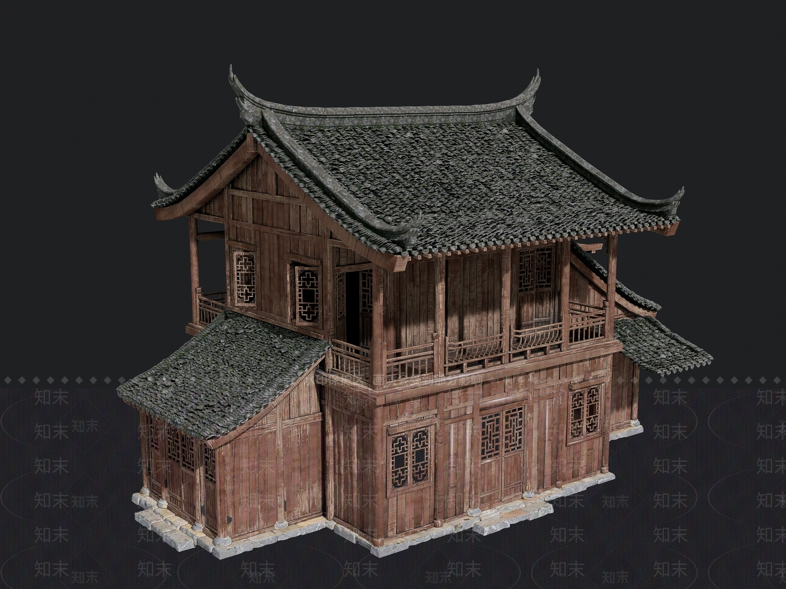 中式古建筑SU模型下载【ID:1193419301】