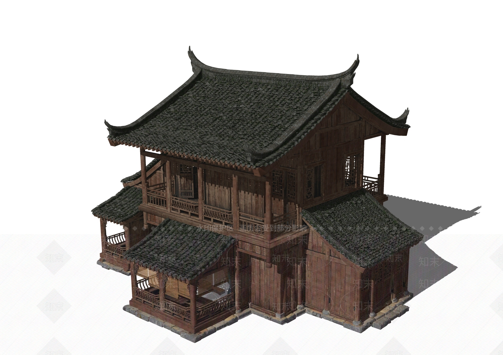 中式古建筑SU模型下载【ID:1193419301】