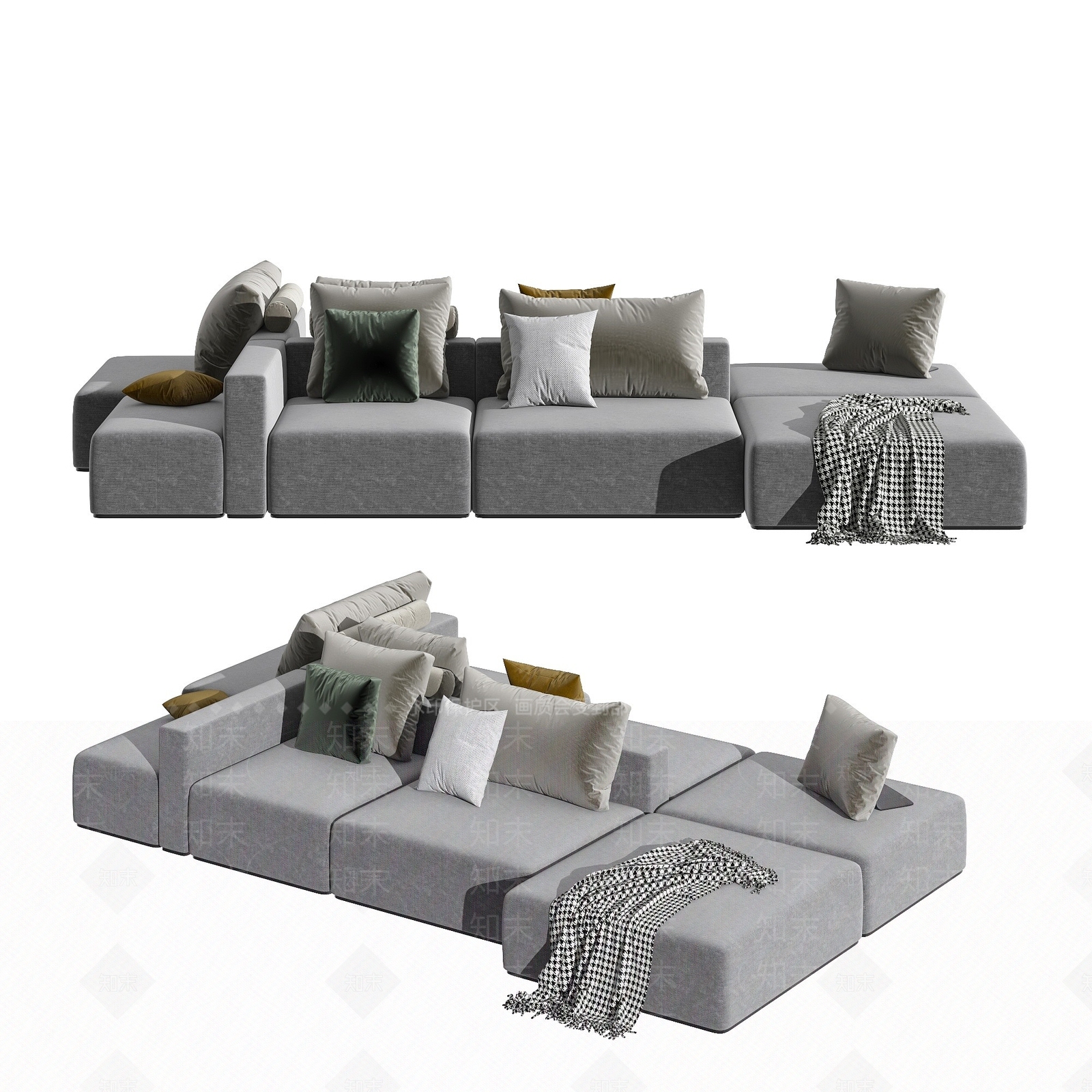 北欧组合沙发双座位沙发3D模型下载【ID:1193421177】